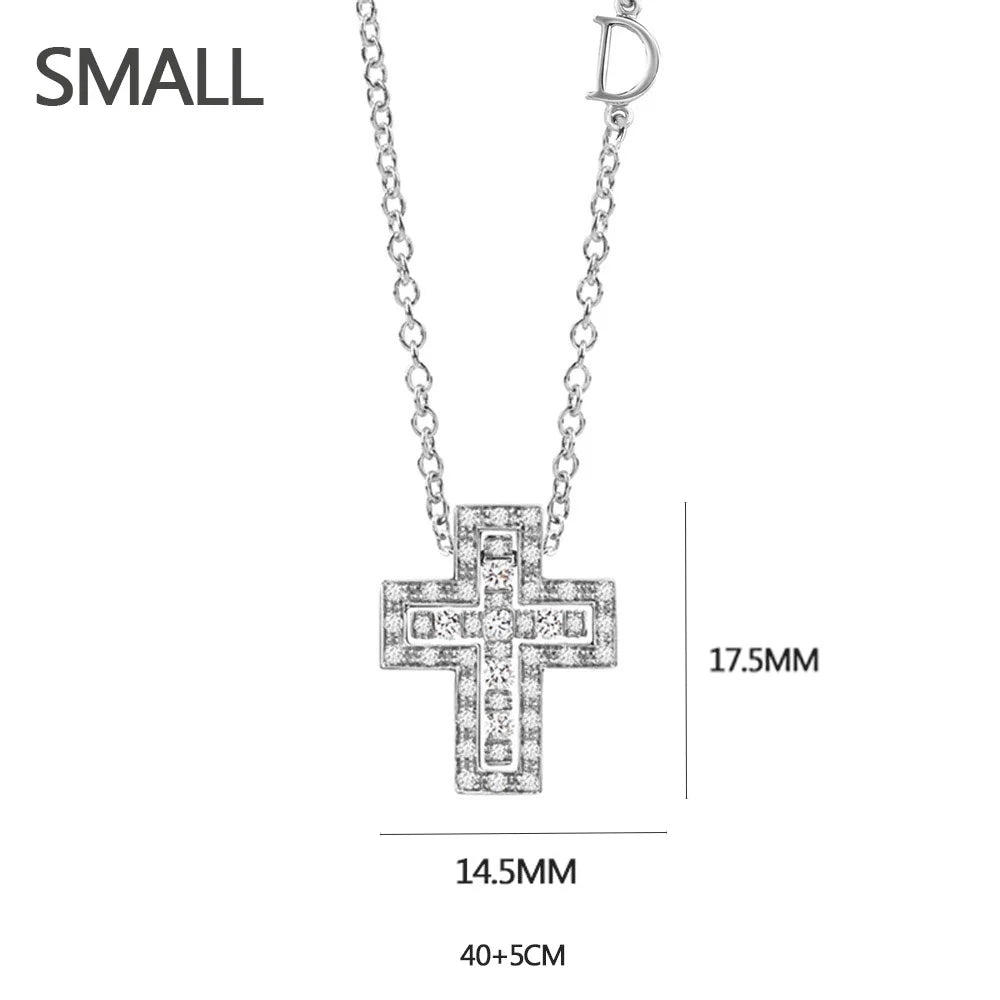 ANDYWEN 925 Sterling Silve Big Double Cross Pendant Long Chain Neckalce 2021 Korea Women High Quality D Twist Chain Jewelry Gift