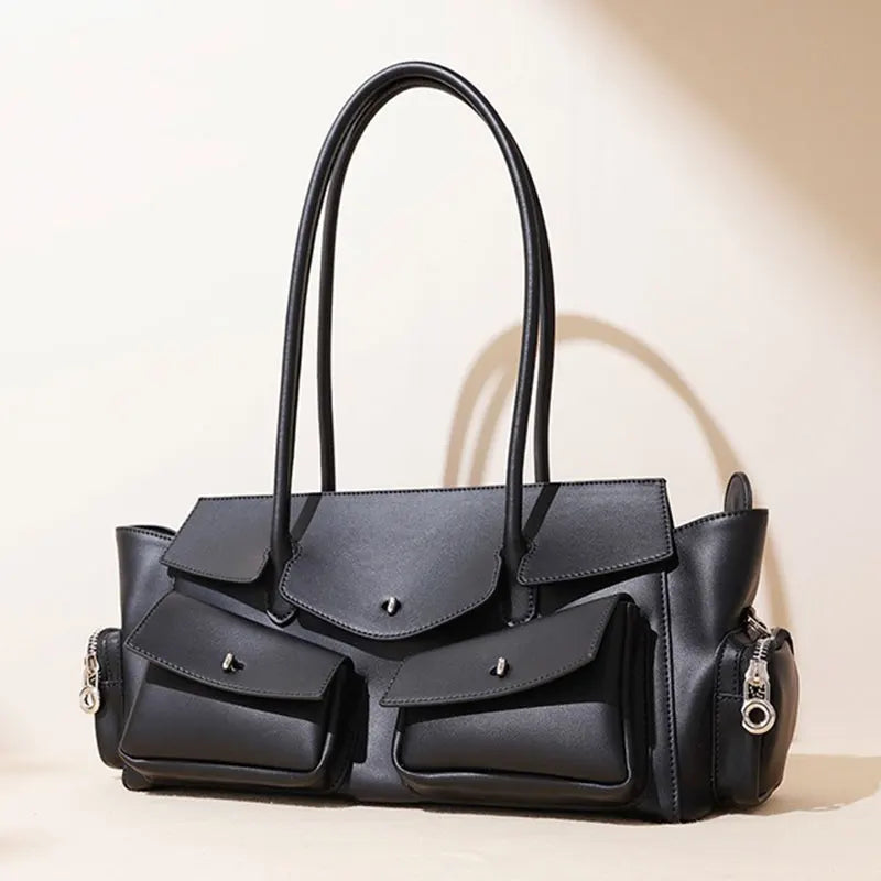 New Women's Bag Luxury Designer Genuine Leather Women Shoulder Bag Vintage Multi-Pocket Storage Cowhide Handbags
