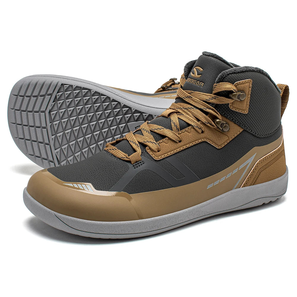 HOBIBEAR Barefoot Faux Fur Lined Ankle Boots Unisex Wide Toe Box Mid-Top Sneakers Outdoor Non-Slip Running Shoes