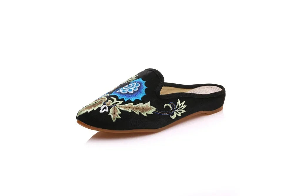 Chinese Style Summer Harajuku Slippers Women Shoes for Women Fashion Casual Vintage Embroidery Ethnic Style Streetwear