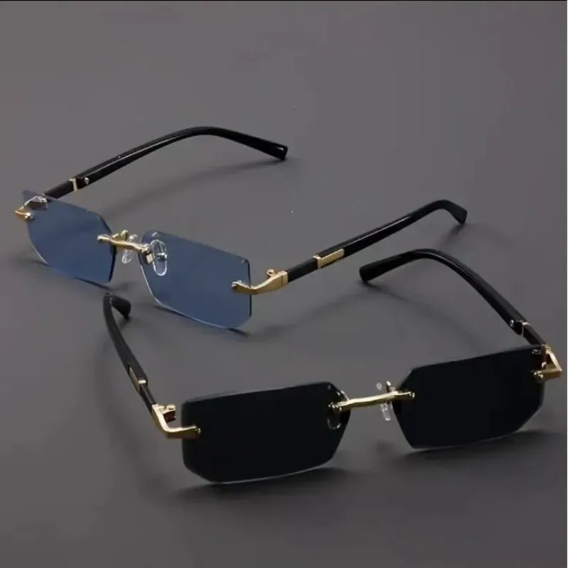 Rimless Sunglasses Rectangle Fashion Popular Women Men Shades Small Square Sun Glasses for Female Male Summer Traveling Oculos