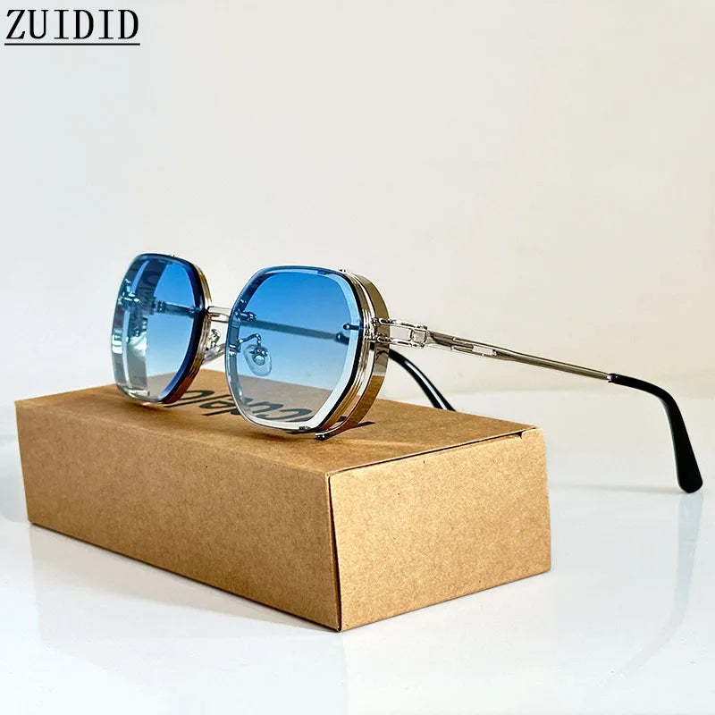 2024 Steampunk Sunglasses For Men Fashionable Square Punk Fashion Glasses Designer Sunglasses Women Trendy Gafas De Sol Hombre
