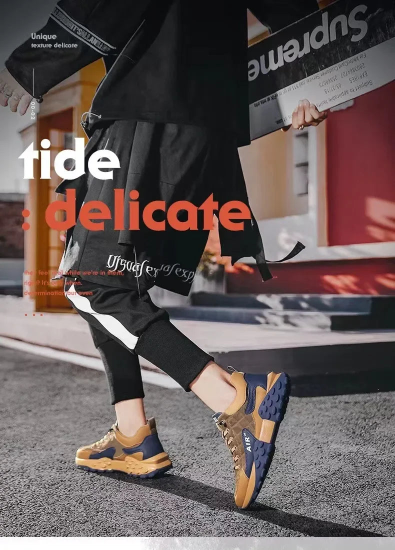 Men's Comfortable Running Shoes Dad Sneakers Thick Sole Breathable Low Cut Spring Autumn Season Sporty Casual Shoes