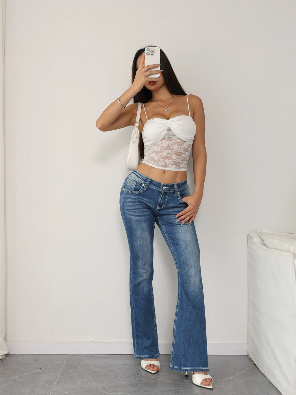 Vintage Straight Leg Jeans Women Cropped High Waist Denim Pants Clothing Casual 90s Streetwear Outfit Elegant Fashion Trousers