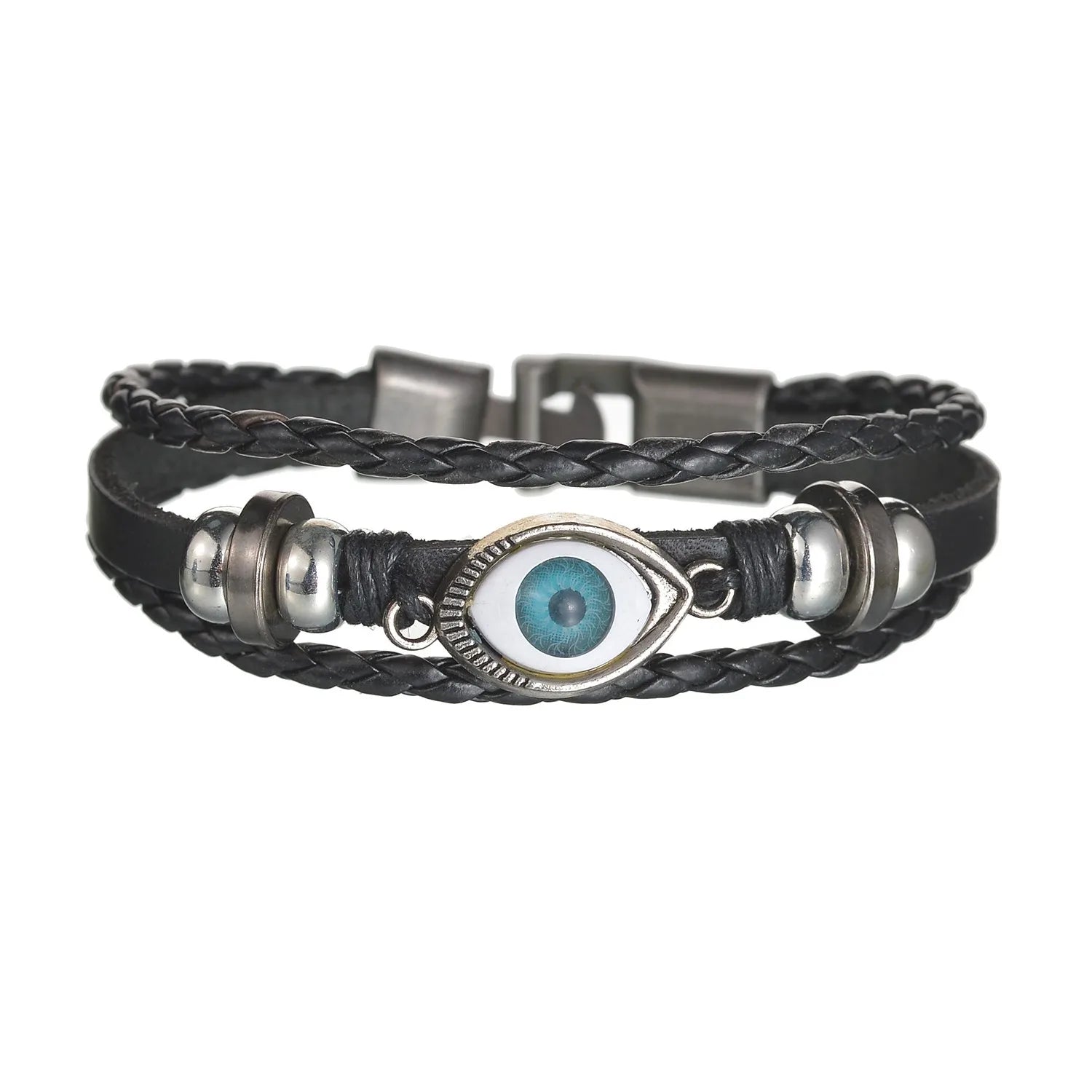 Men's Cross Leather Bracelet Prayer Multi Layer Braided Stainless Steel Fashion Classic Wristband Birthday Gift For Men Women