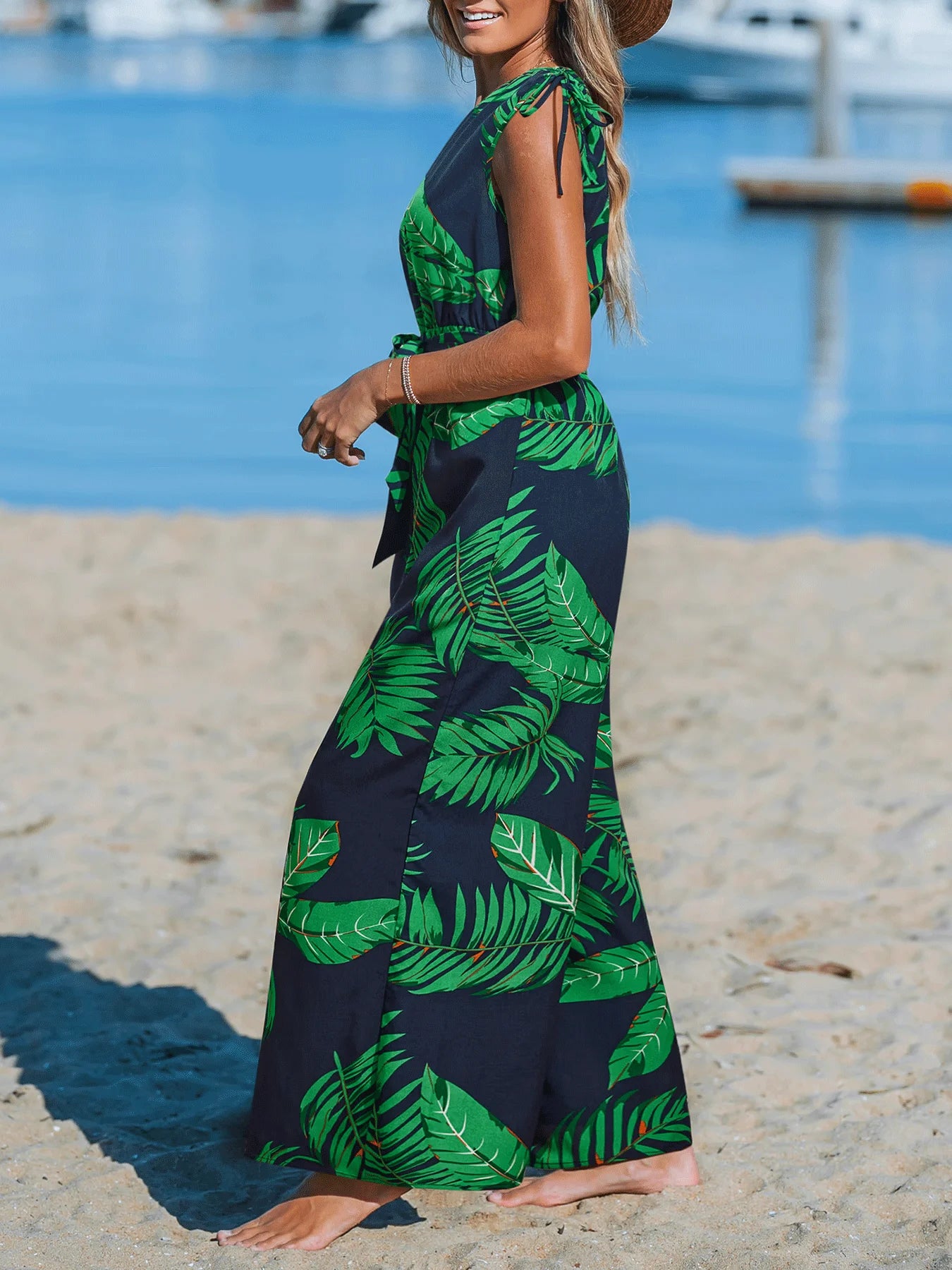 Women's Holiday One-Shoulder Jumpsuit, Comfortable and Fashionable Summer Dress, Suitable for Beach Days and Parties