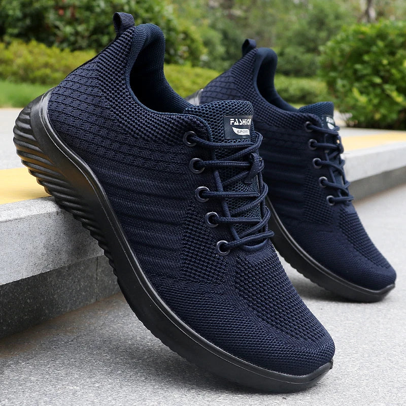 Men's Solid Lace-Up Casual Shoes, Lightweight Outdoor Sports Shoes Suitable for All Seasons Training and Exercise, Lightweight, Breathable and Non-Slip, Ideal for Leisure Walking Enthusiasts