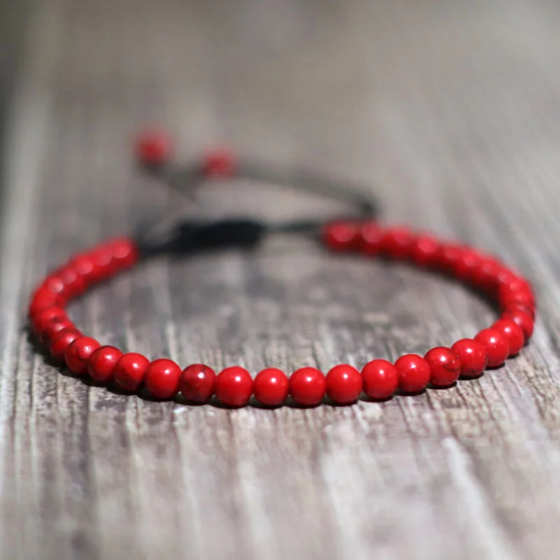 Fashion 4mm Natural Stone Bracelet Men Women Handmade Braided Adjustable Braclet Small Tiger Eyes Howlite Agates Beads Braslet
