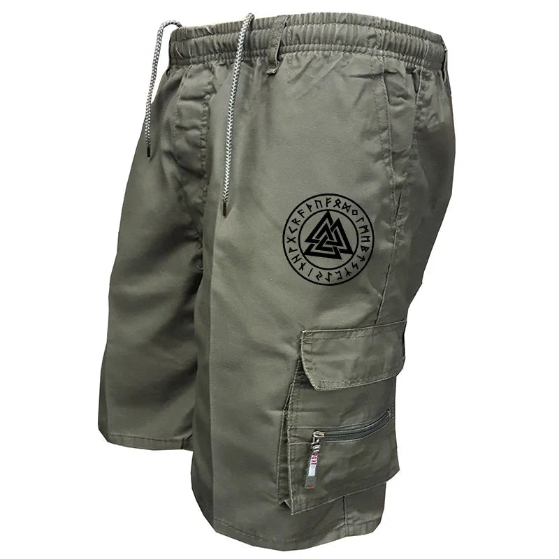 Delta Core Cargos Men Geometric Symbol Tactical Shorts 4-Way Stretch Fabric Hidden Security Pocket Gym Fitness Stretch Waistband