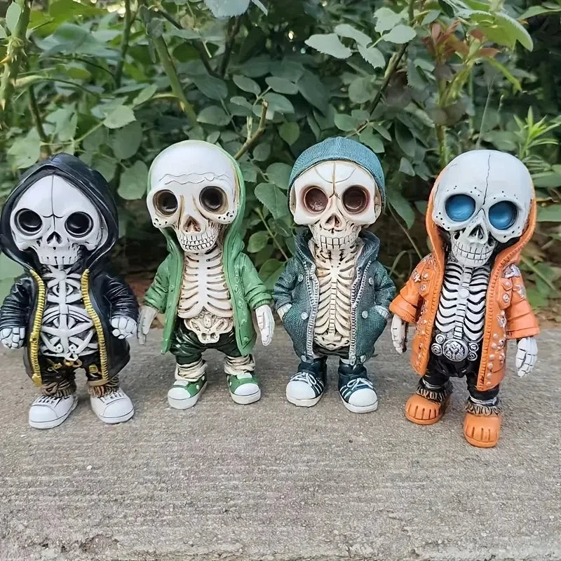 1pc Cool Skeleton Figures, Skeleton Statue, Collectible Gothic Skull Sculpture Halloween Decoration For Home Office Room Decor