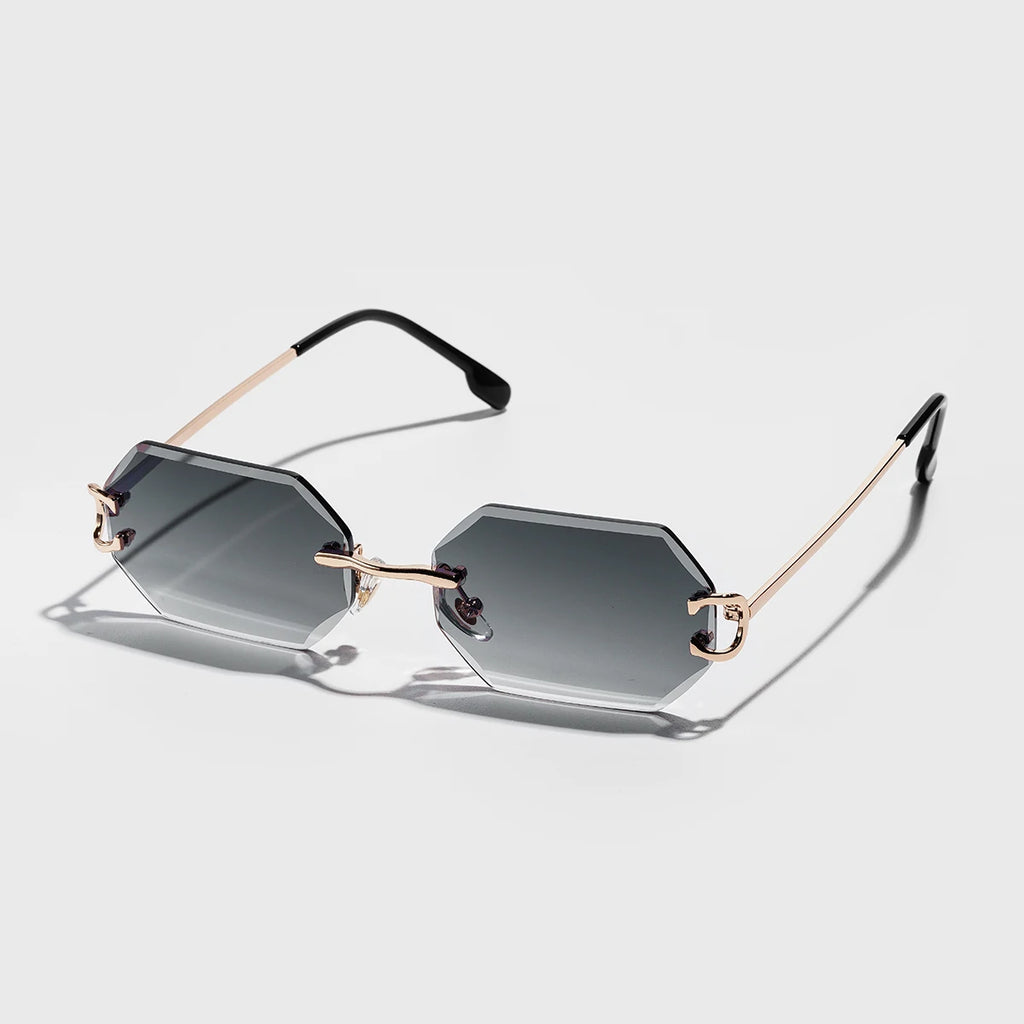 Ruiao 2025 new rimless luxury Sunglasses diamond cut sun shades for man and women designer brand glasses UV400 frameless eyewear