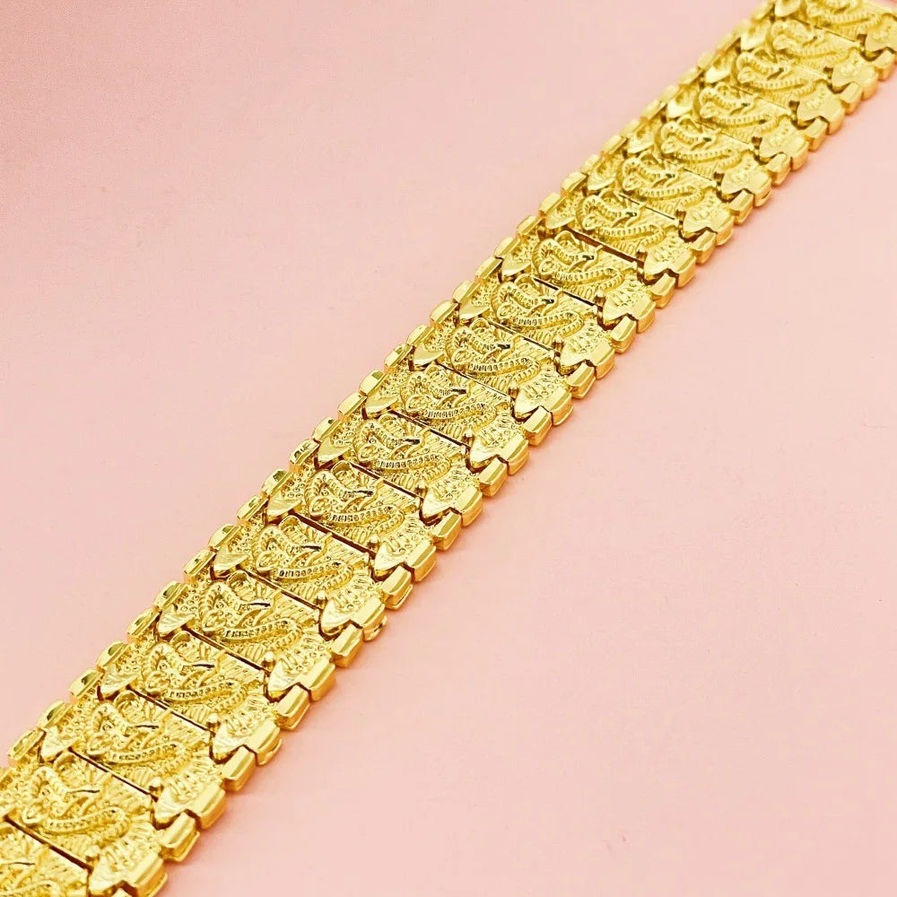 24K Gold AU999 2CM Dragon Bracelet Men - Premium 2CM gold, auspicious dragon, for business & important events
