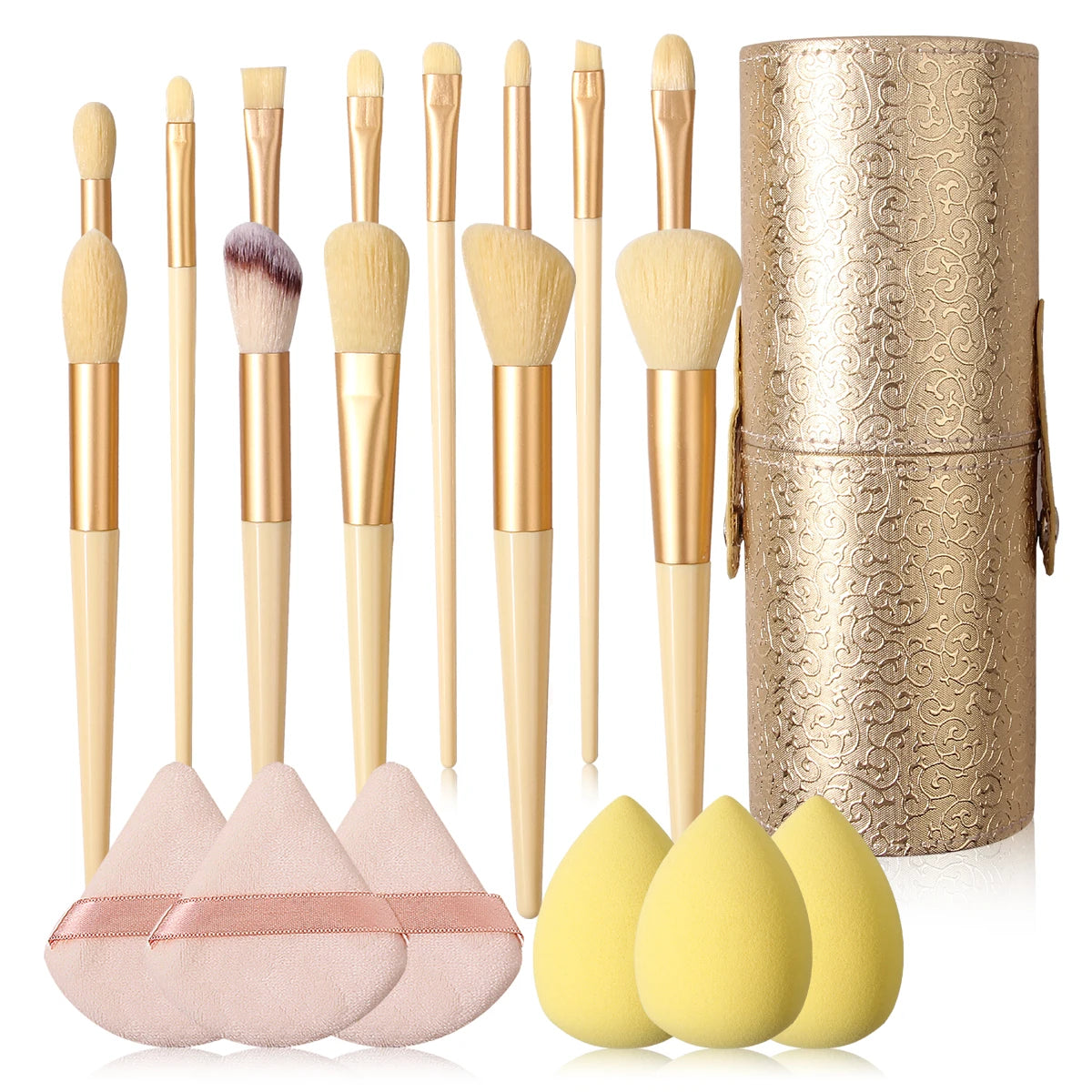 6/13/14/20PCS High-quality makeup brush set, multi-functional facial brush set & soft powder puff set & portable storage bucket