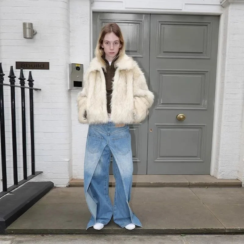 Autumn Winter Fashion Plush Zipper Short Jacket Women Retro Street Niche Plus Velvet Warm Loose Harajuku Casual High-end Jacket