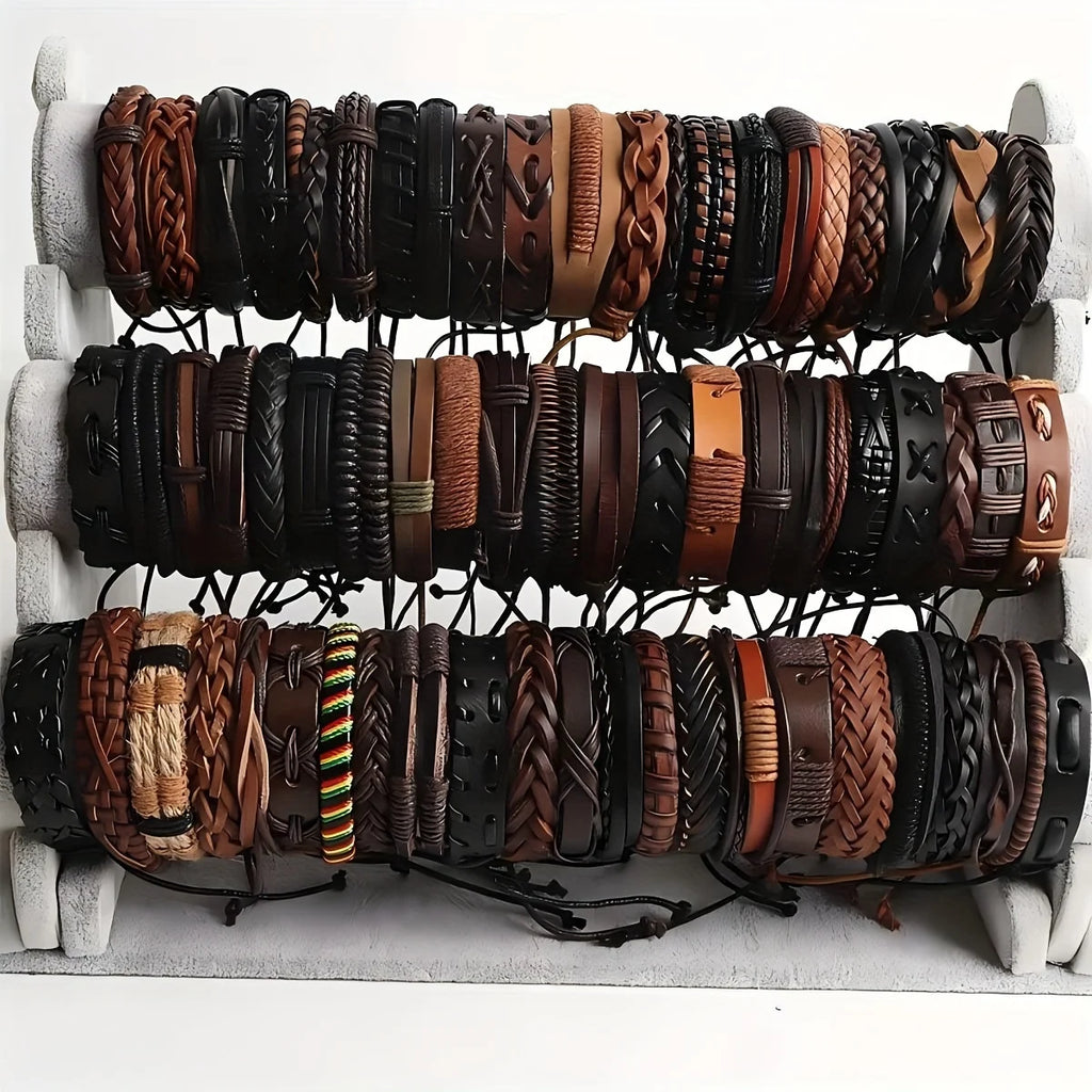 20PCS Random Style Men's Women's Webbing, Rope,Leather Bracelet Classical Festive Women Gift(Including But Not Limited to Pic)