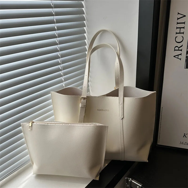 Women's Bag Large Capacity Soft Leather Tote Bags Casual Versatile Single Shoulder Handbag Mommy Handbags 2025 Autumn and Winter