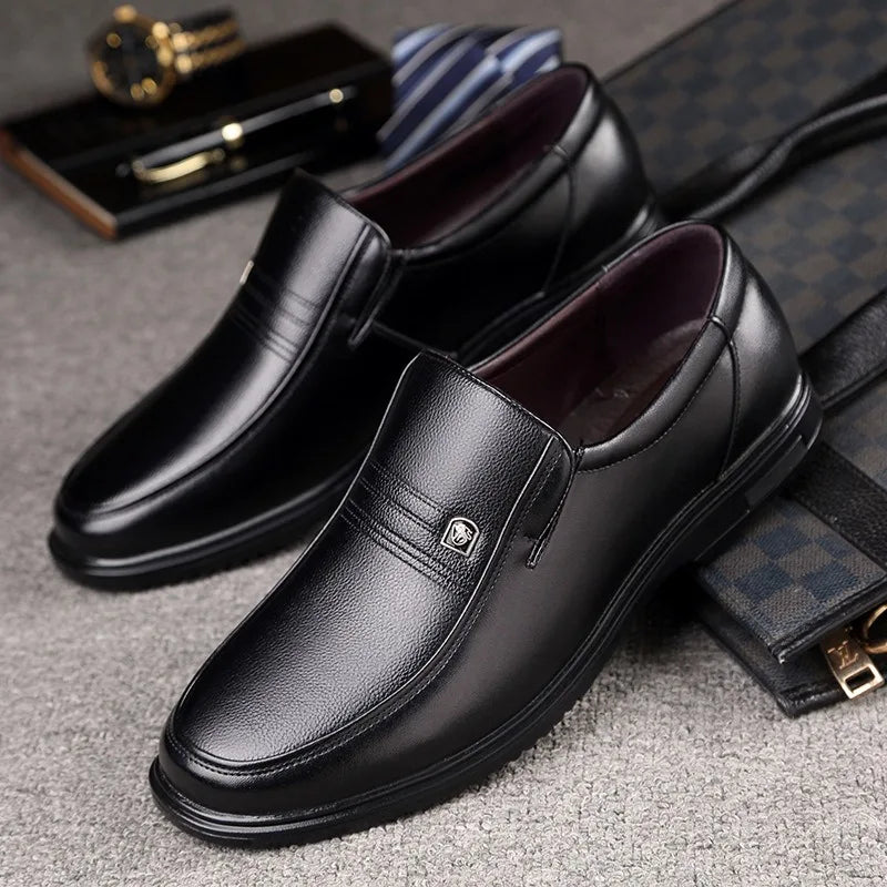 Leather Men Formal Shoes Luxury Brand 2025 Men's Loafers Dress Moccasins Breathable Slip on Black Driving Shoes Plus Size 37-46