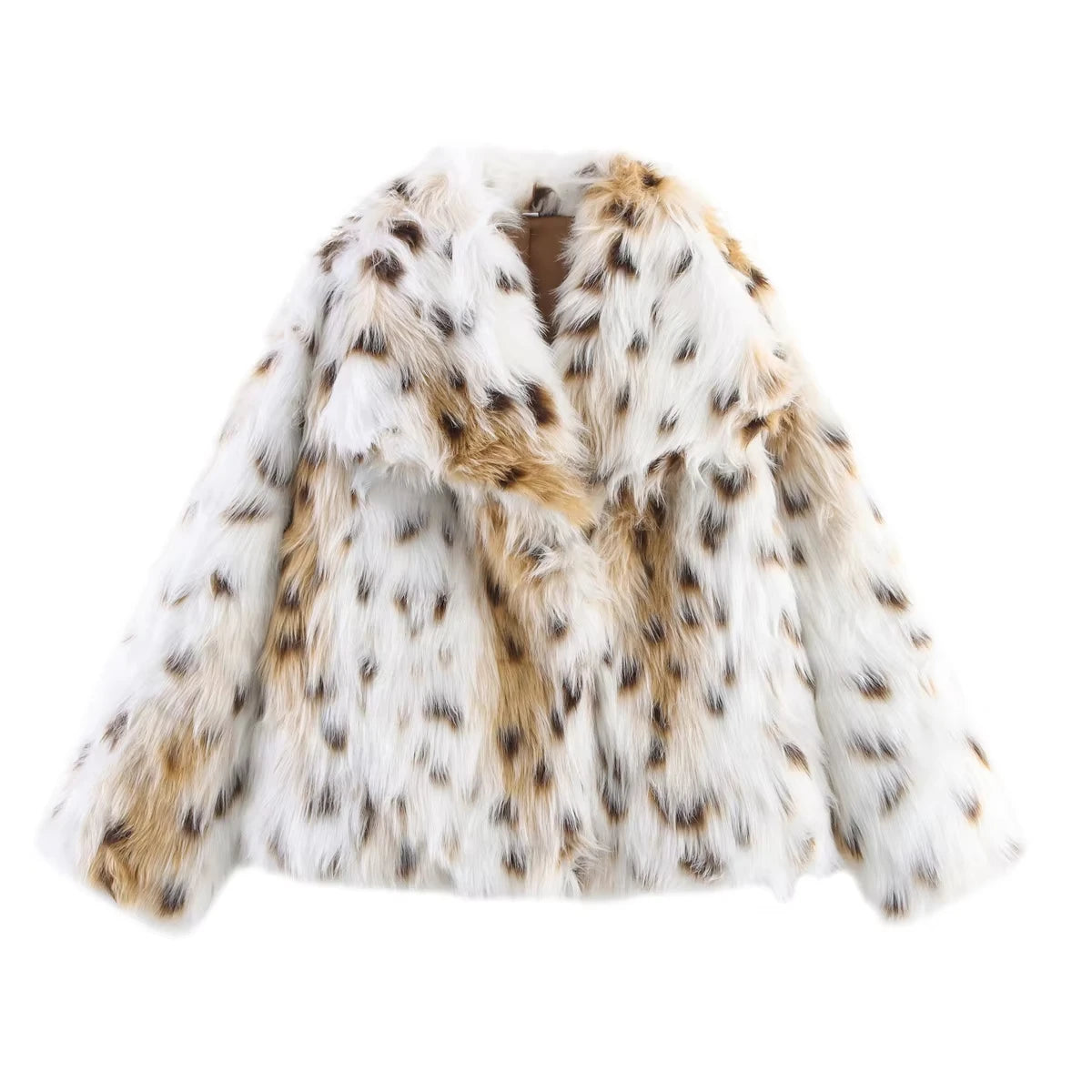 HH Women Elegant Faux Fur Coat Warm Fluffy Loose Long Sleeve Lapel Jacket Autumn Winter Fashion High Street Lady Outerwear