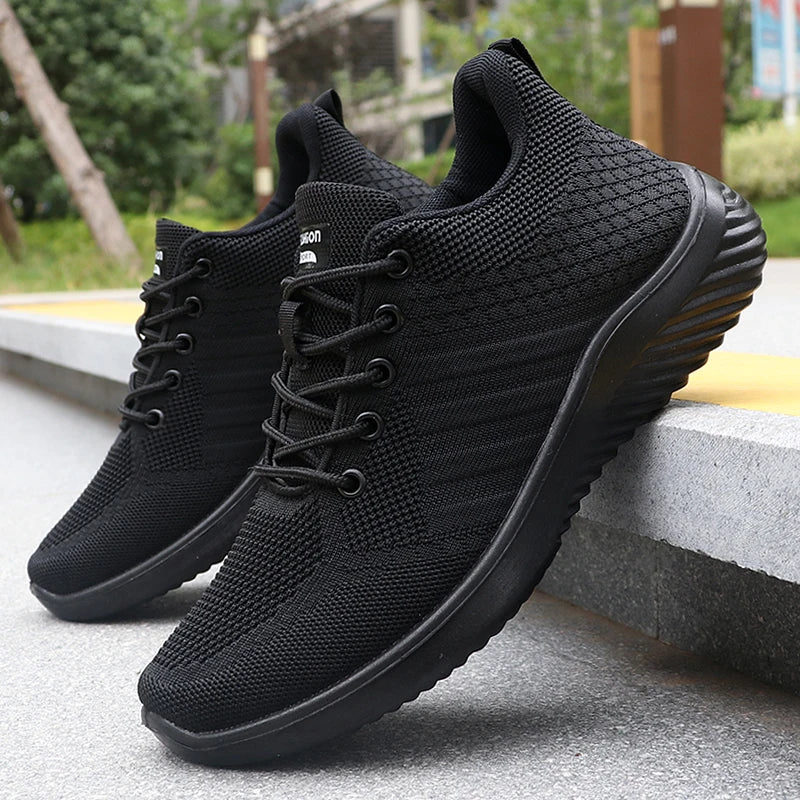 Men's Solid Lace-Up Casual Shoes, Lightweight Outdoor Sports Shoes Suitable for All Seasons Training and Exercise, Lightweight, Breathable and Non-Slip, Ideal for Leisure Walking Enthusiasts