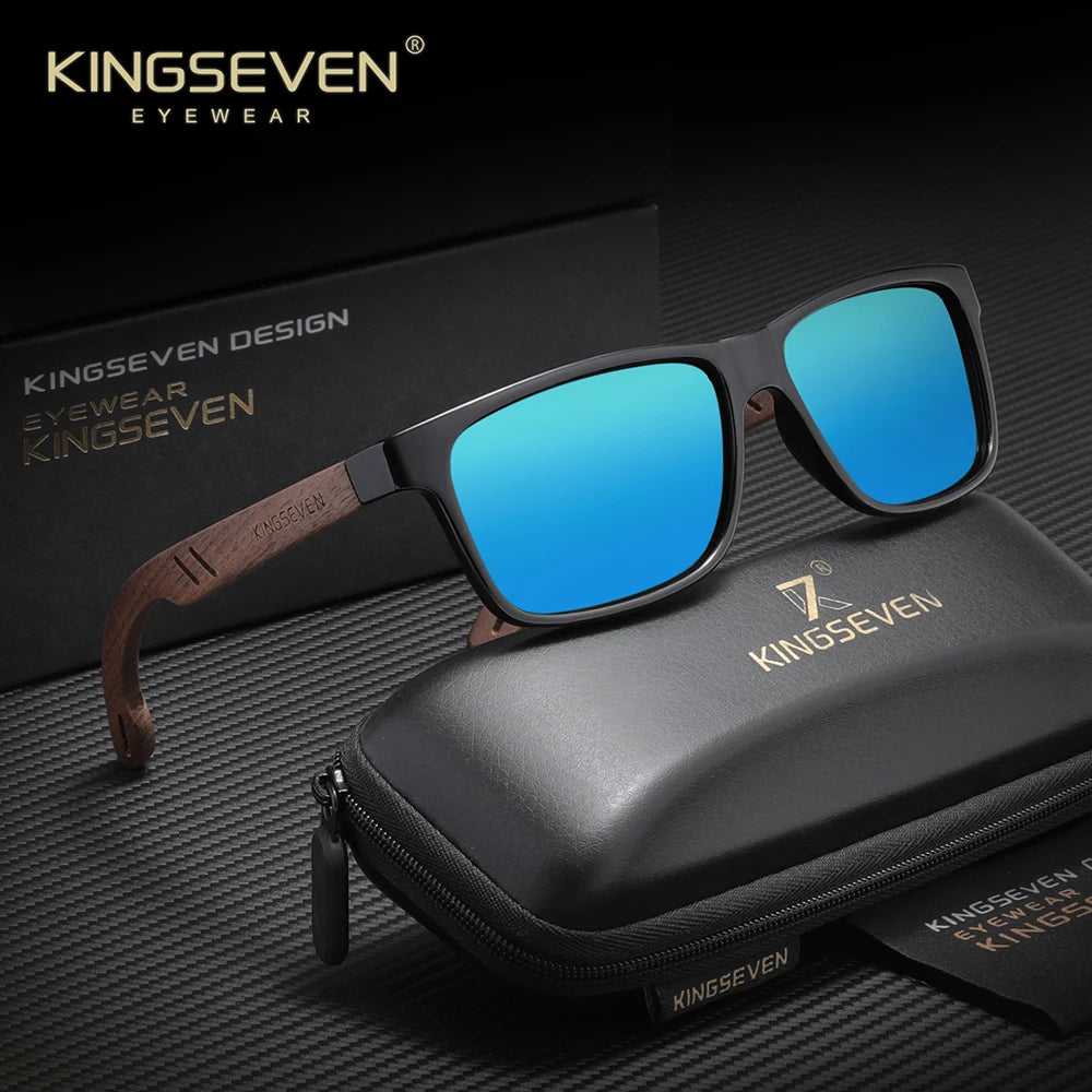 KINGSEVEN Classical Vintage Wooden Sunglasses Men's UV400 Polarized Walnut Retro Glasses Women Male Outdoor Eye Protect Eyewear