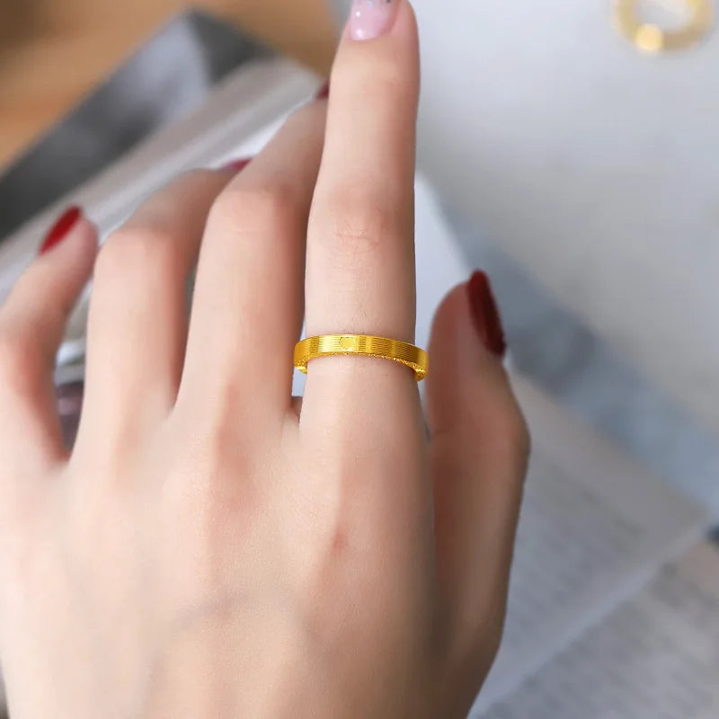 Luxury 24K 9999 Pure Gold real gold Men's and Women's Love Couple's Ring Valentine's Day Gift