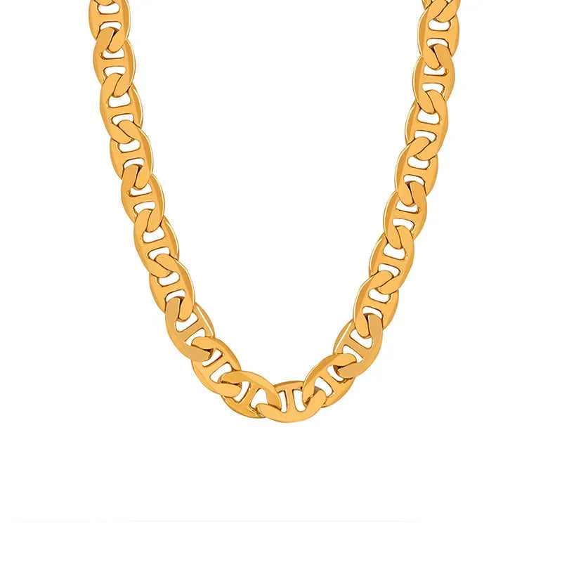 45-60cm 18K gold 925 Sterling silver charm 6MM flat chain Necklaces for Women Men Luxury Fashion Party Wedding Jewelry