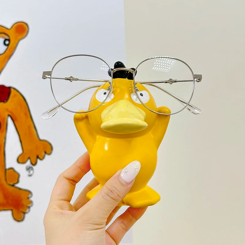 Miniso Anime Peripheral Cute Pokémon Psyduck Ornaments Glasses Frame Supplies Eye Display Stand Decorative Craft Stand Gifts