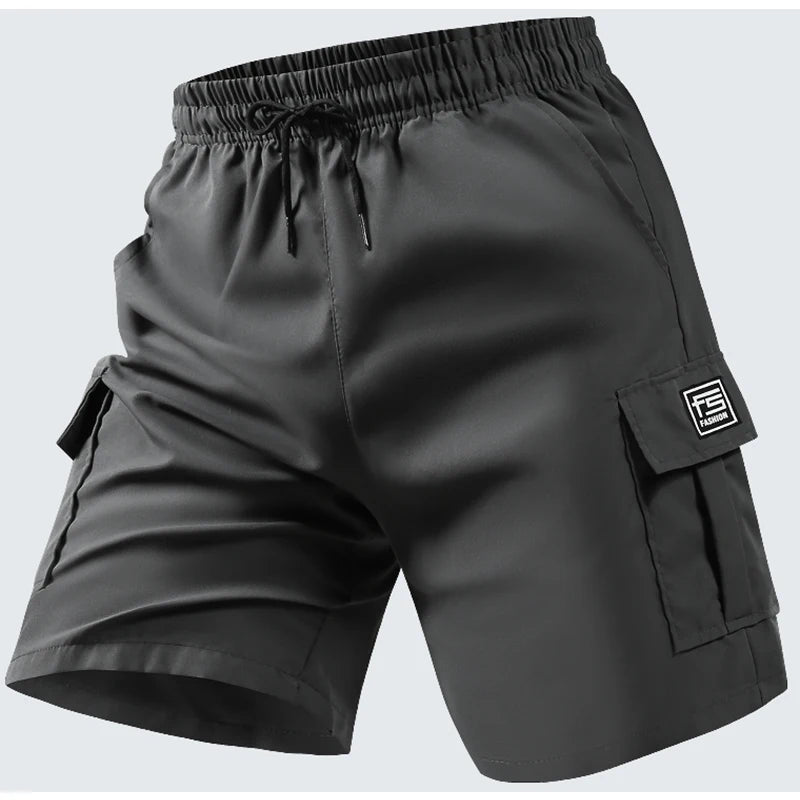 Men's Summer Utility Shorts Versatile Casual Wear with Multi-Pockets & Elastic Waist for Hiking & Daily Use Cargo Shorts