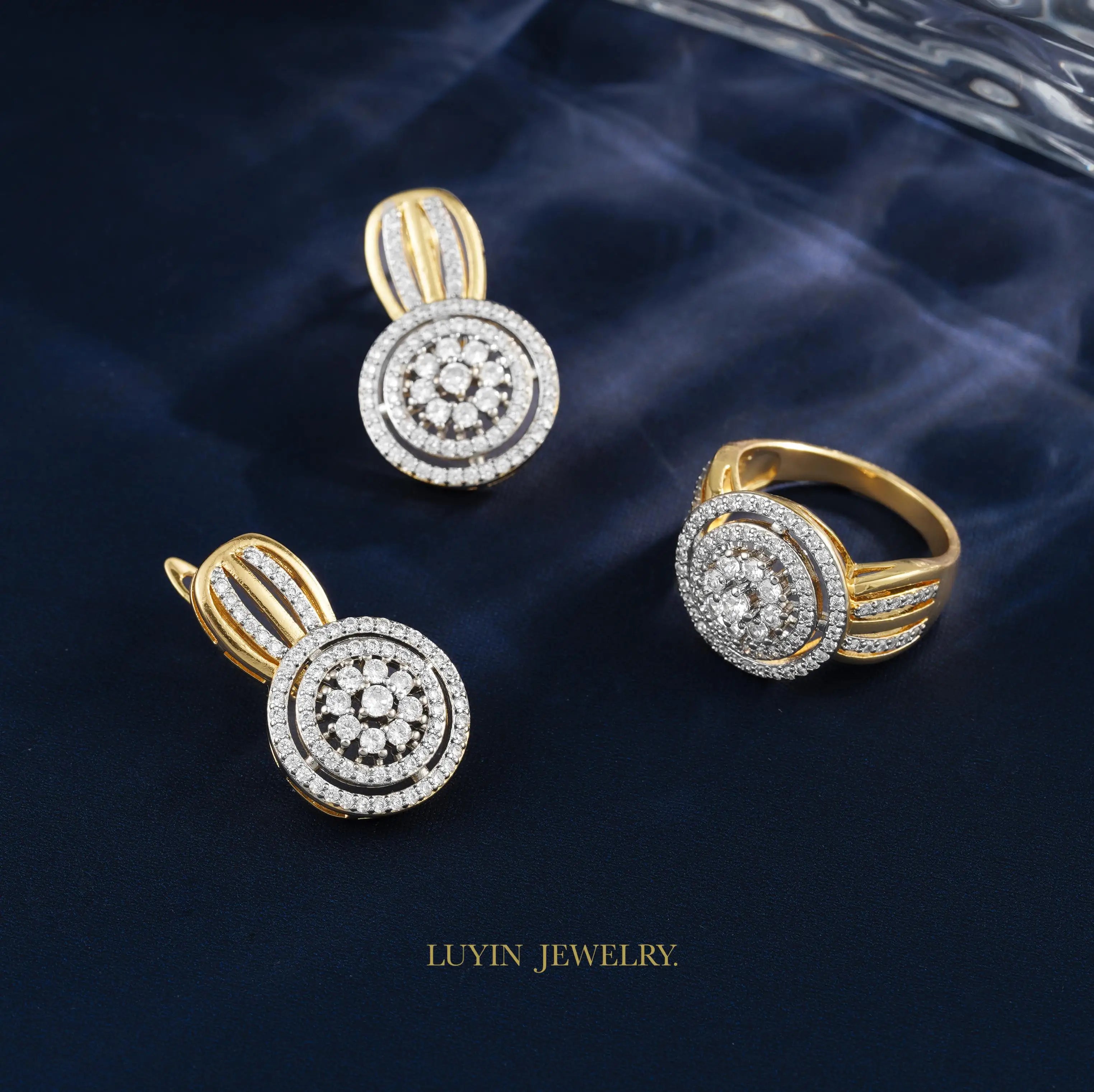 LUYIN Selected Bohimian Vintage Style Series Earrings Ring Set For Woman Copper Plated 14K Gold 2 Color For Party Wedding Gifts.