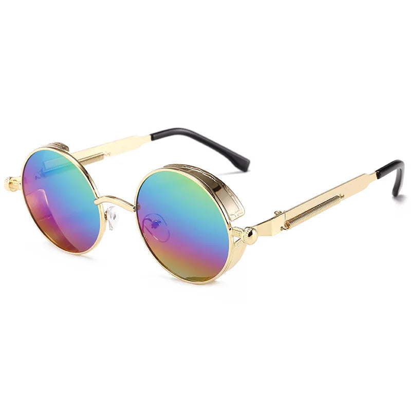 Metal Steam Punk Sunglasses Men Women Fashion Round Mirror Glasses Brand Designer Vintage Sun Glasses Retro Eyeglasses UV400