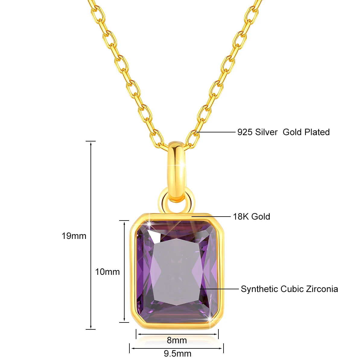 Szjinao 100% Real 18k Gold Necklace For Women 8*10mm Yellow Stone Rectangle With Certificate AU750 K Gold Pendant Wedding Gift