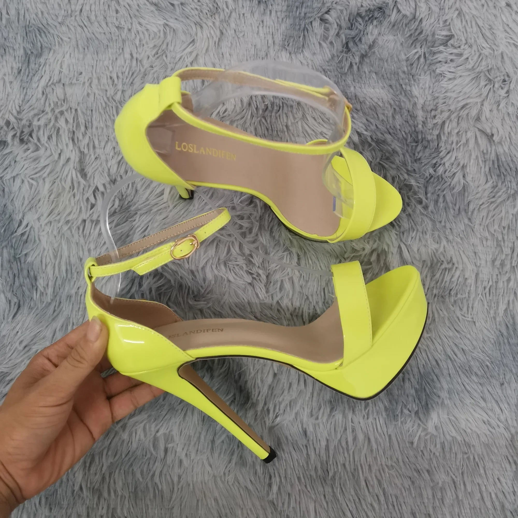 Women Sandals Sexy Open Toes 14cm Supper Flash High Heels Patent Leather Nighclub Platform Party Red Wedding Shoes Plus Size 44