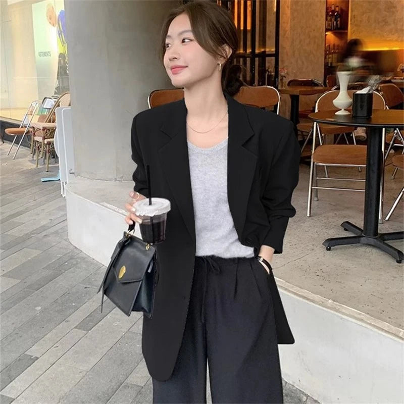 New Arrival Slim Fit Grey Blazer Jacket for Petite Women - Casual Chic Asymmetric Hem Design, Unique Small Size Office-Ready