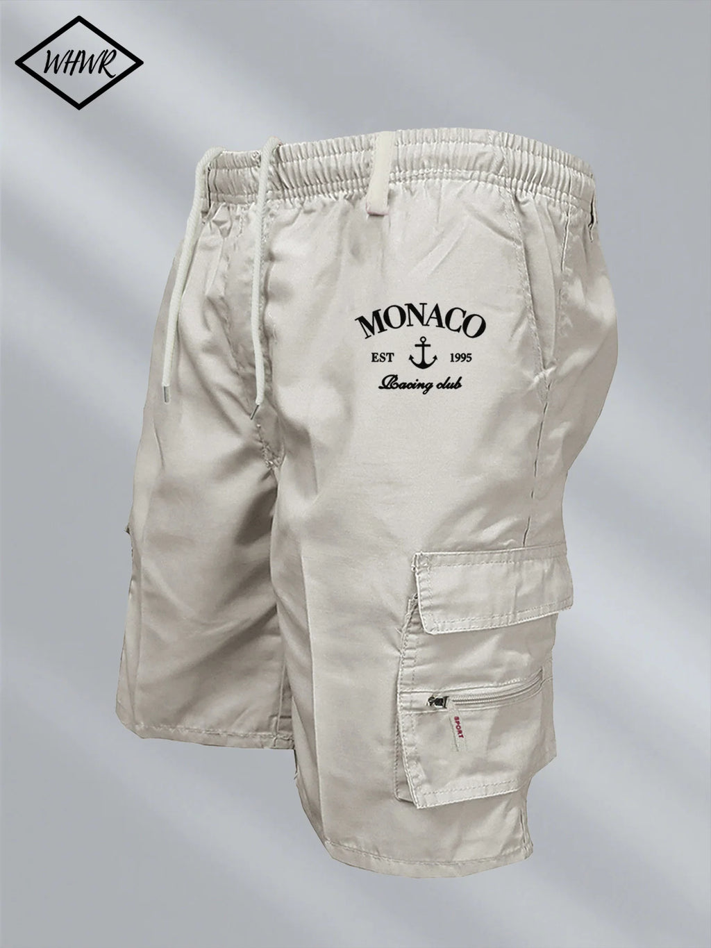 Monaco Flag Printed Cargo Shorts Summer Men's Tactical Shorts Casual Loose Multi-pockets Elastic Waist Work Jogging Short Pants