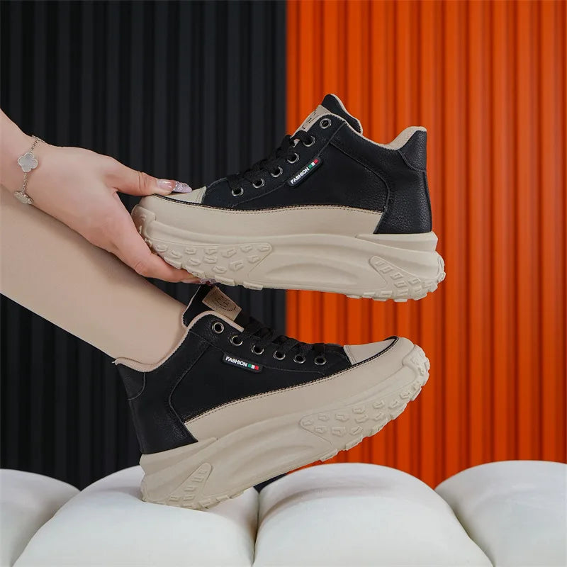 Retro Women Shoes Spring Platform Shoes Casual Sneakers Versatile Fashion Thick Soled Shoes High Quality Women Sneakers