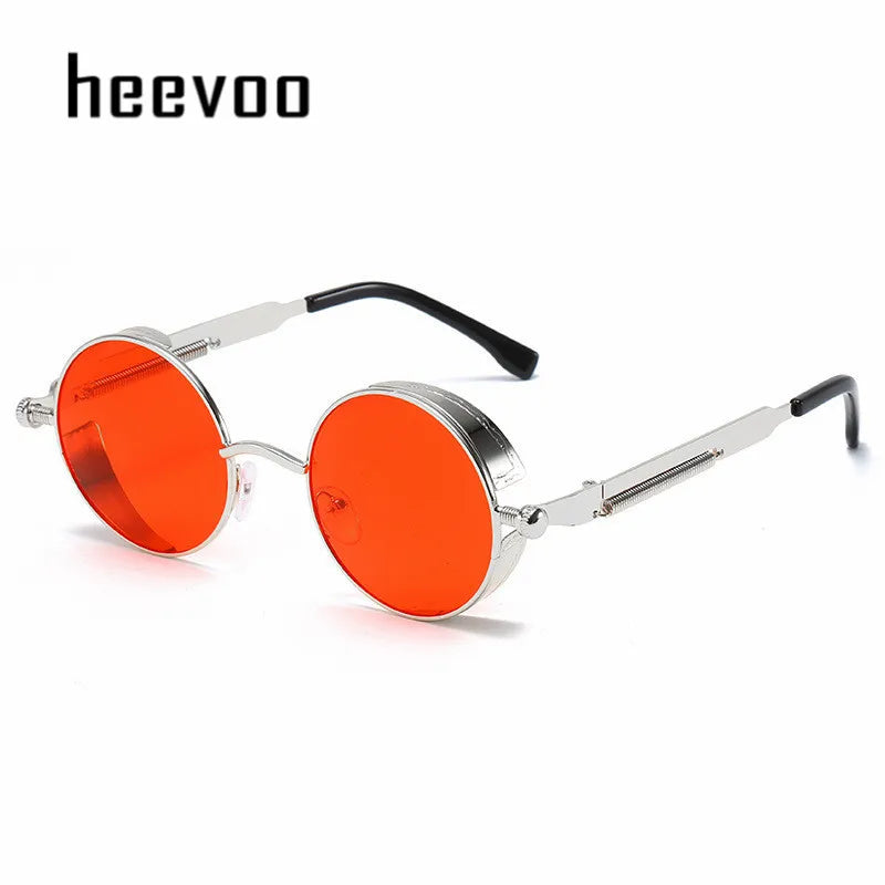 Metal Steam Punk Sunglasses Men Women Fashion Round Mirror Glasses Brand Designer Vintage Sun Glasses Retro Eyeglasses UV400