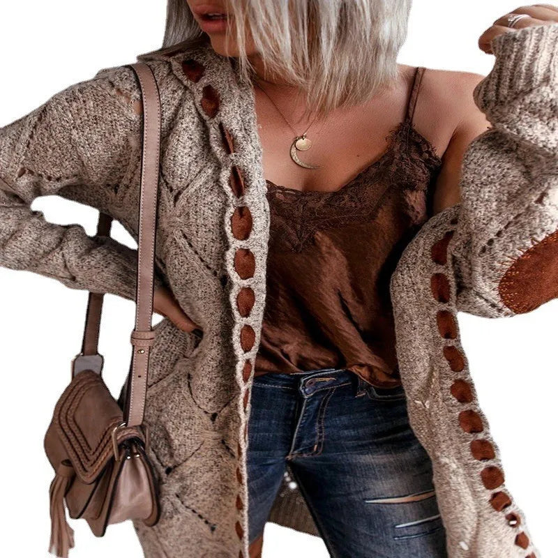 Fashion Mid-length Sweater  Cardigan For Women Autumn Winter Korean Staly Solid Color Knitwear Long-sleeved Casual Sweater Coats