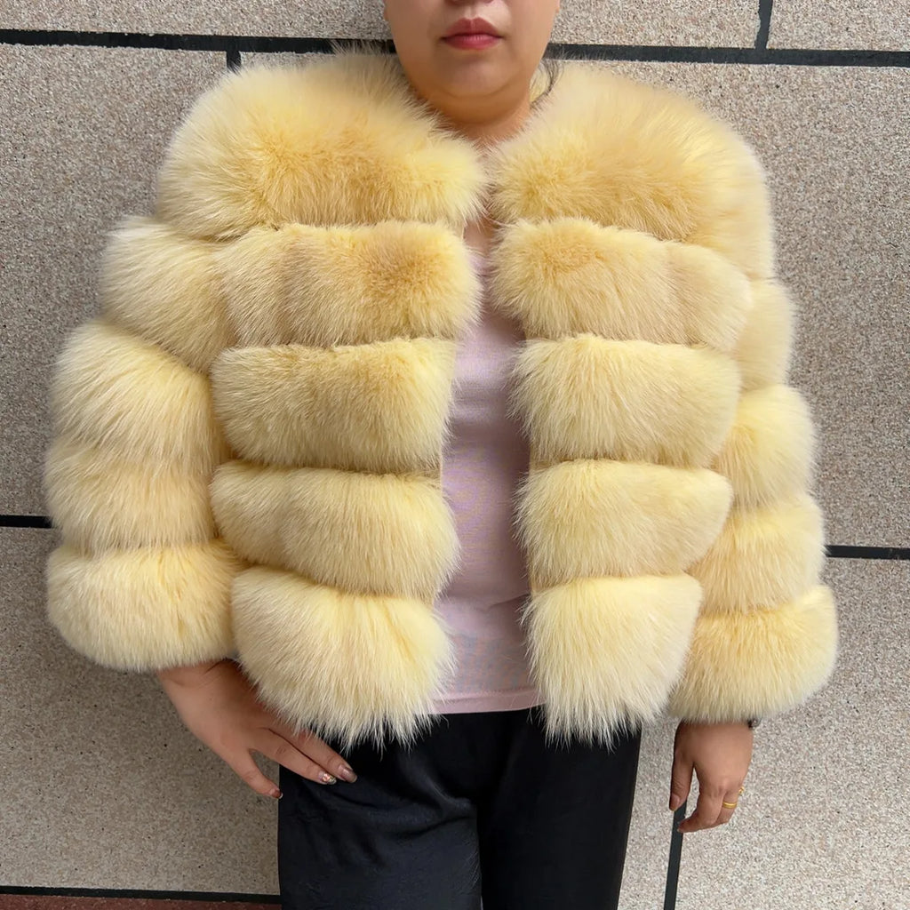 New Real fox fur coat women's winter warm 100% natural fur jacket Short Raccoon fur coat women's  high quality hot sale