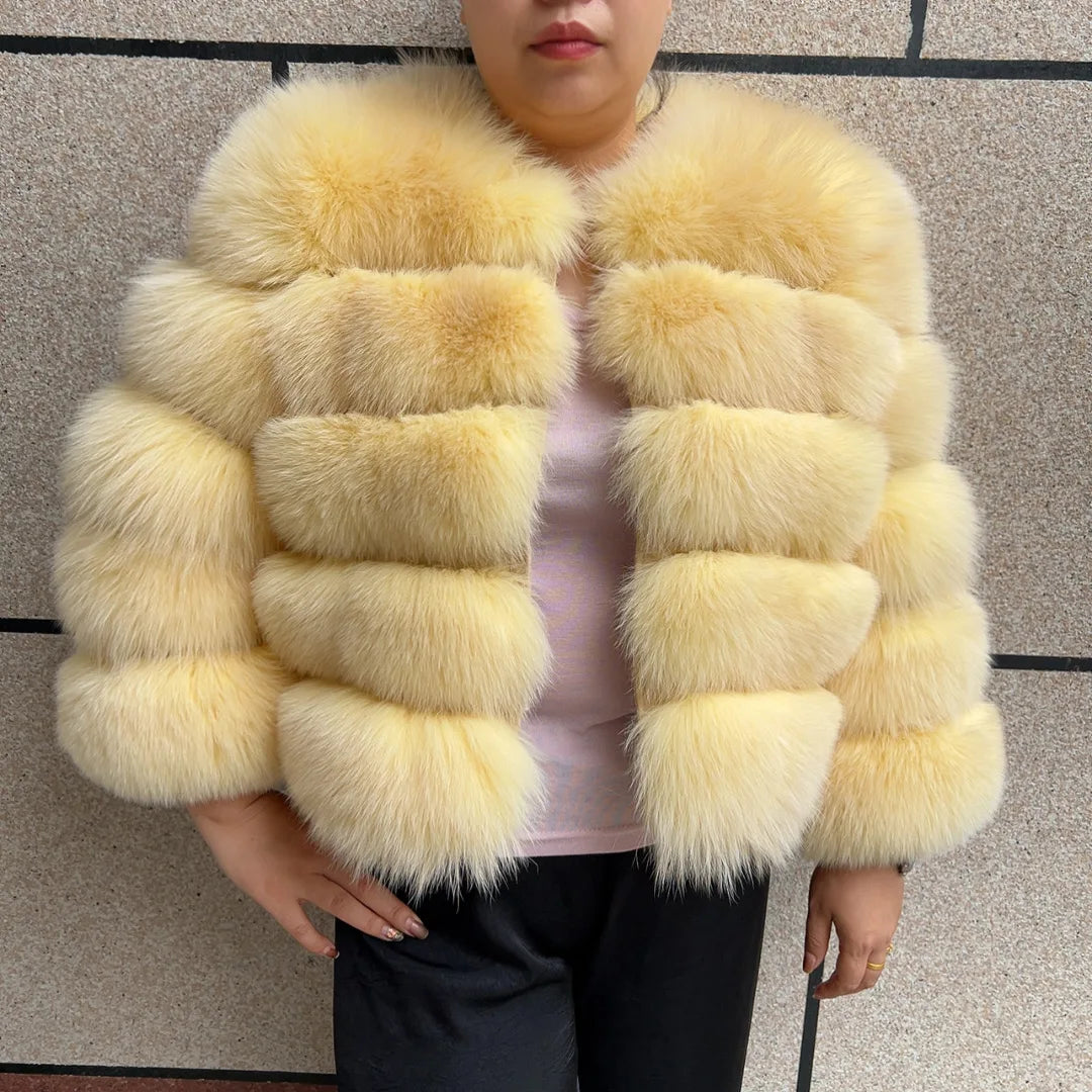 New Real fox fur coat women's winter warm 100% natural fur jacket Short Raccoon fur coat women's  high quality hot sale