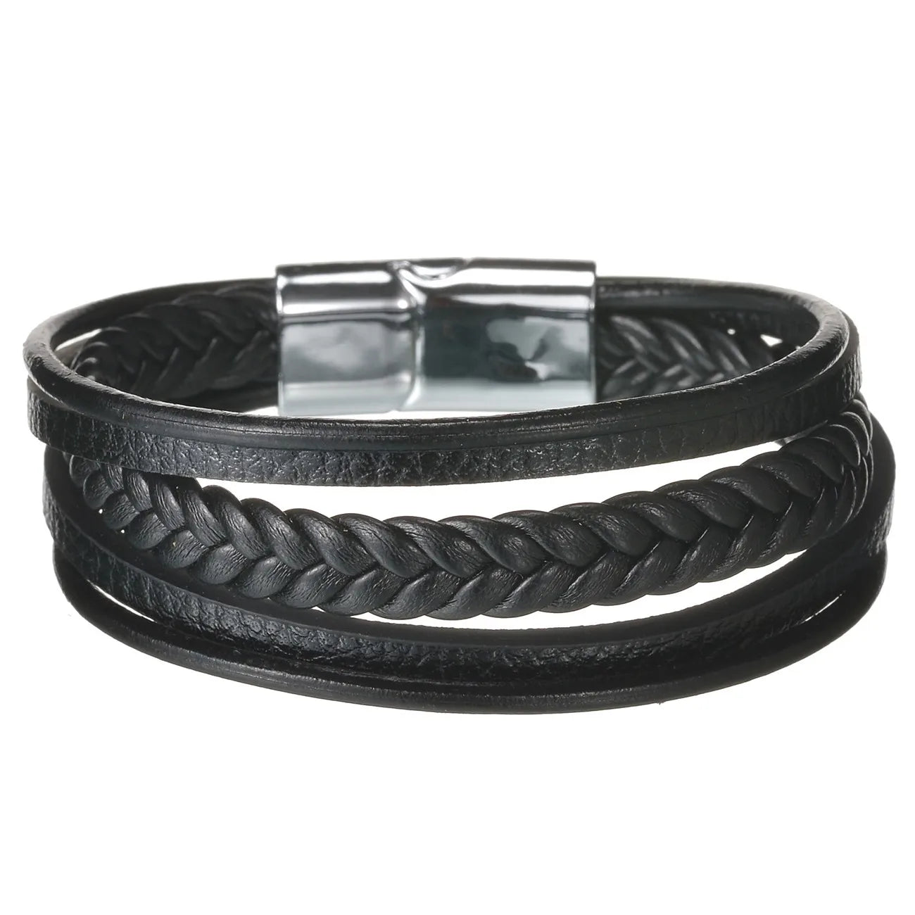 Men's Cross Leather Bracelet Prayer Multi Layer Braided Stainless Steel Fashion Classic Wristband Birthday Gift For Men Women