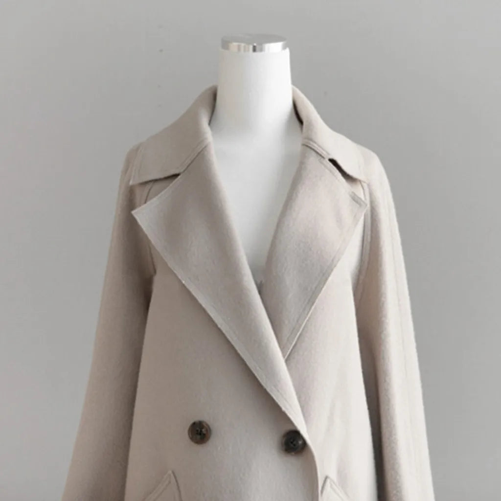 Winter Women'S Jacket Womens Oversize Lapel Cashmere Wool Blend Belt Trench Coat Outwear Jacket Loose Style High-End Wool Coat
