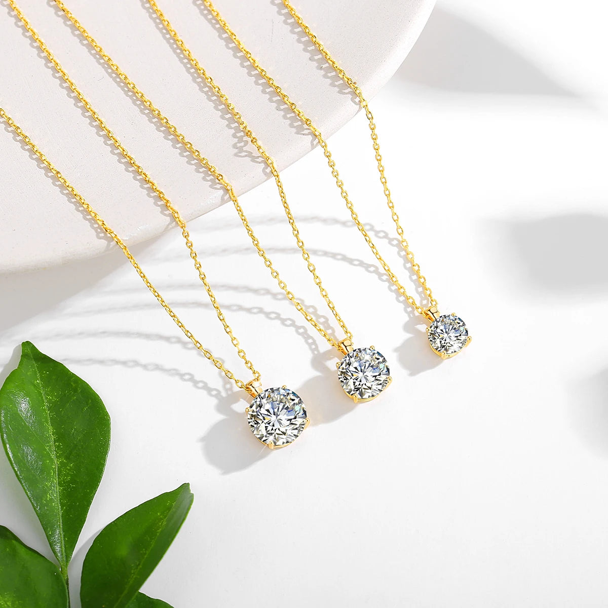 Szjinao 100% Real 14k Gold Moissanite Necklace For Women 6.5mm 1.0ct D Color AU585 K Gold Luxury Pendant Certificated Wholesale