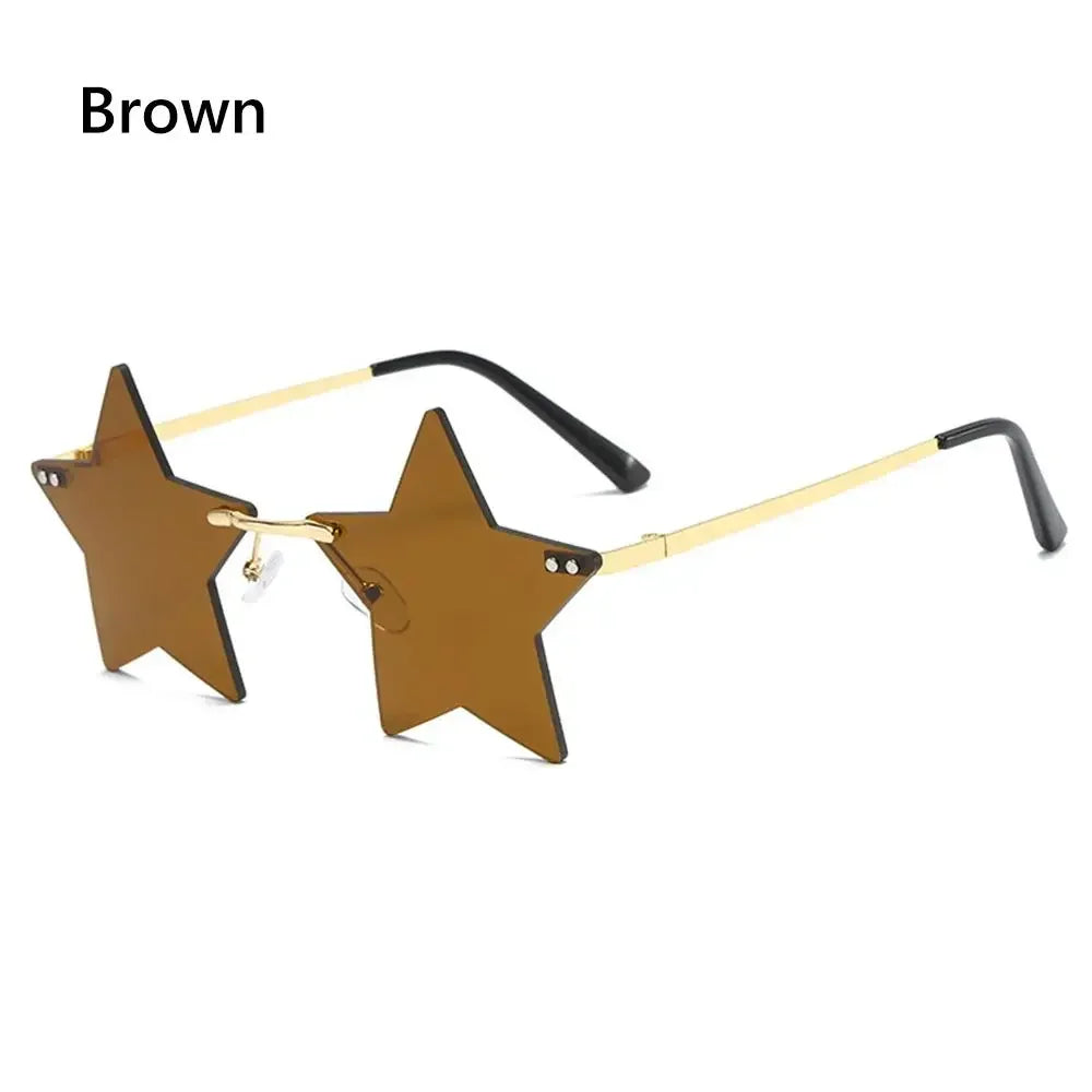 Star Shape Sun Glasses Funny Pentagram Eyewear Eyeglasses Christmas Decoration Party Glasses Rimless Sunglasses Driver Goggles