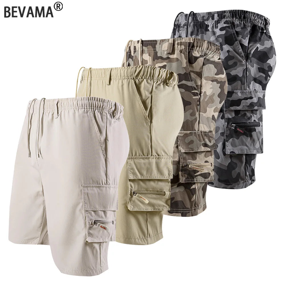Summer Men Cargo Shorts Loose Solid Color Casual Shorts Pant Fashion Pocket Military Shorts Male Camouflage Jogging Sports Pants