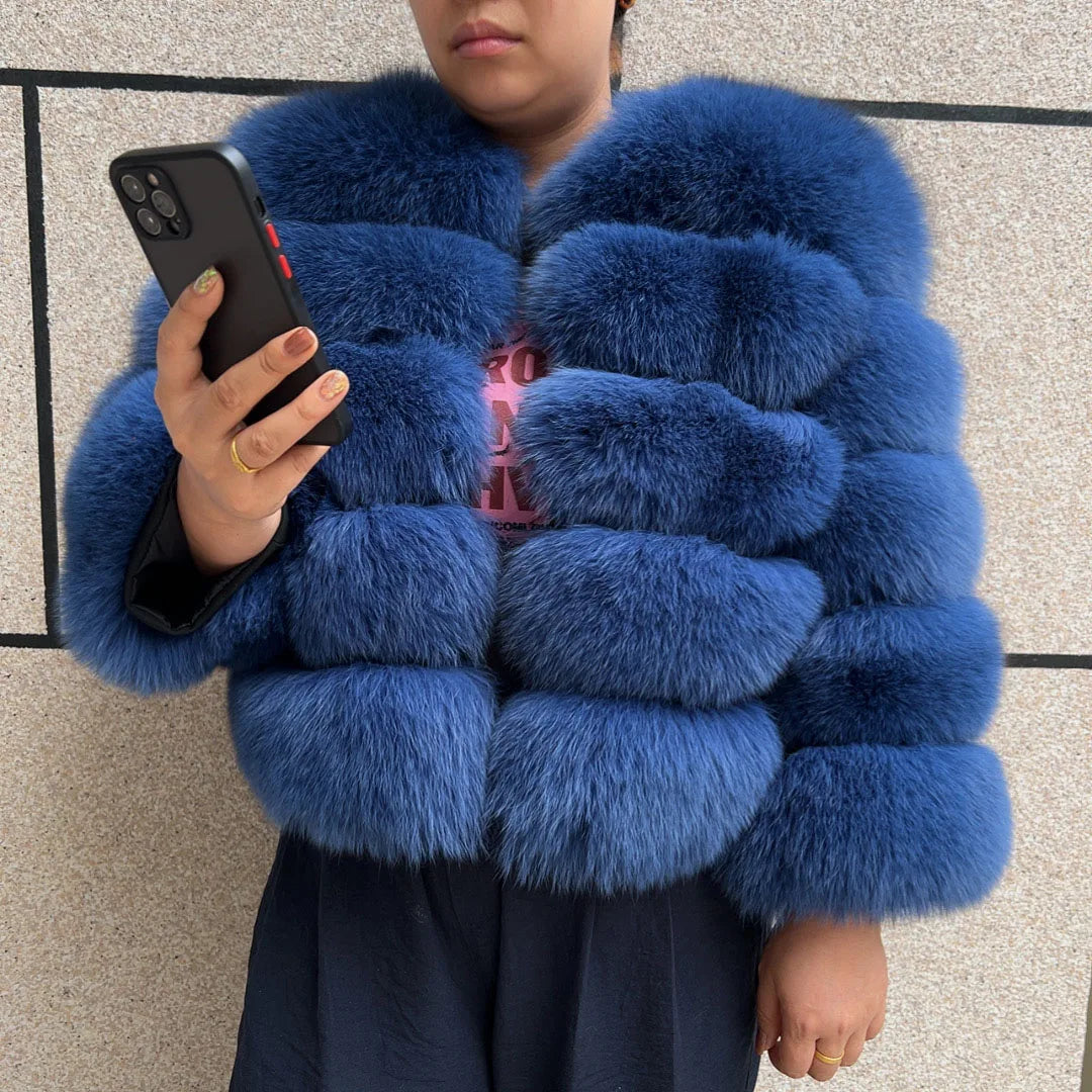 New Real fox fur coat women's winter warm 100% natural fur jacket Short Raccoon fur coat women's  high quality hot sale