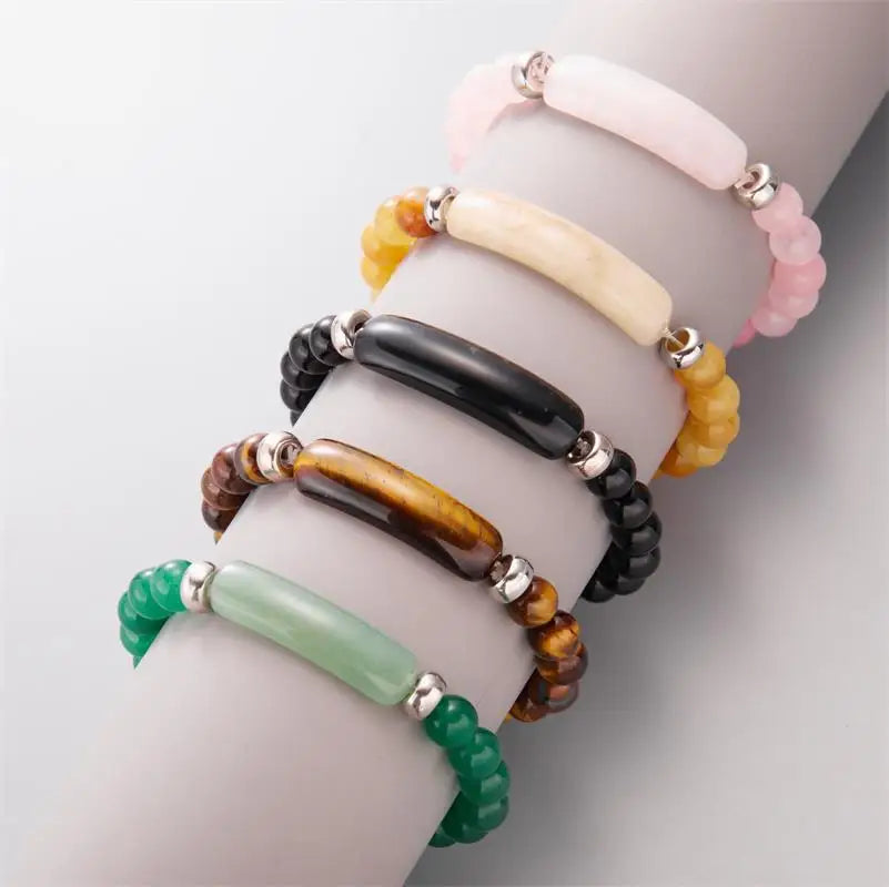 Bridge bracelet Natural Stone Crystal Druzy Rose Quartz Amethyst Gemstone Beaded Beads Bracelet for Women Girls Jewelry Gifts