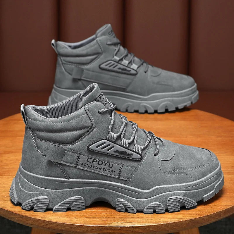 Spring Men's High Top Breathable Work Shoes Trendy All-Match Anti-Slip Wear-Resistant Sports Casual Labor Protection Shoes