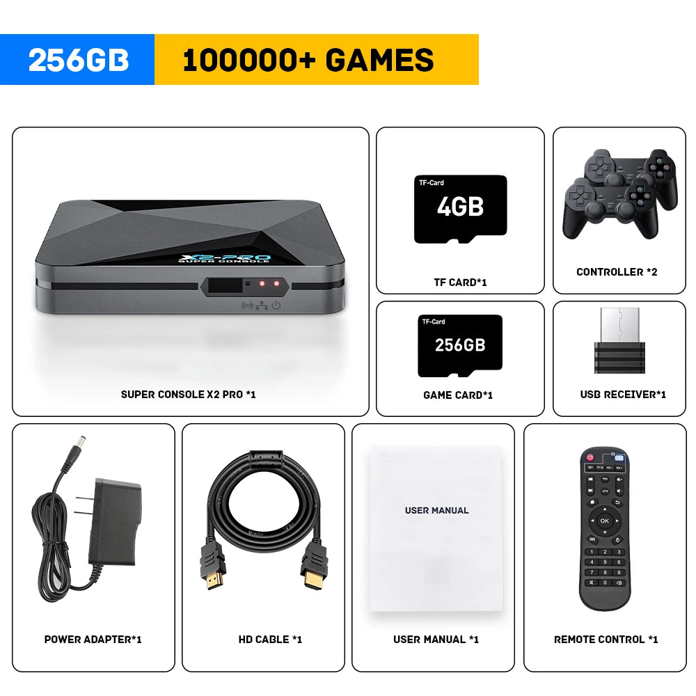 Super Console X2 Pro Retro Video Game Console with 100000+ Games for MAME/ARCADE/Sega Saturn/DC Retro Game Console 4K HD