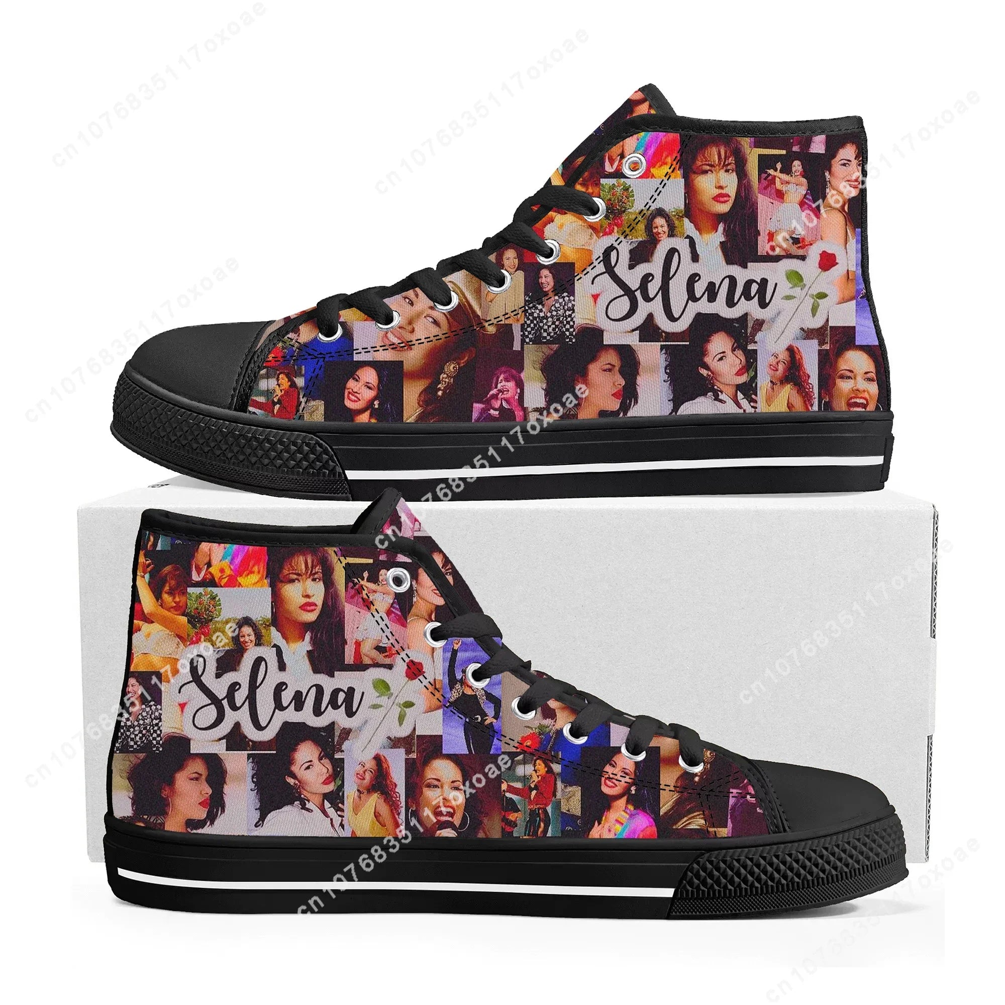 Singer Selena Quintanilla High Top Sneakers Mens Womens High Quality Canvas Sneaker couple Casual Shoe Customize Shoes