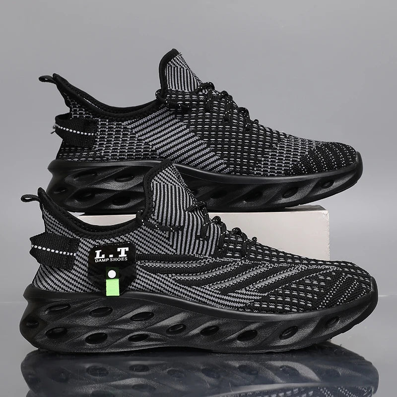 Summer Men Casual Sport Shoes Breathable Lightweight Sneakers Outdoor Mesh Black Running Shoes Athletic Jogging Tennis Walking